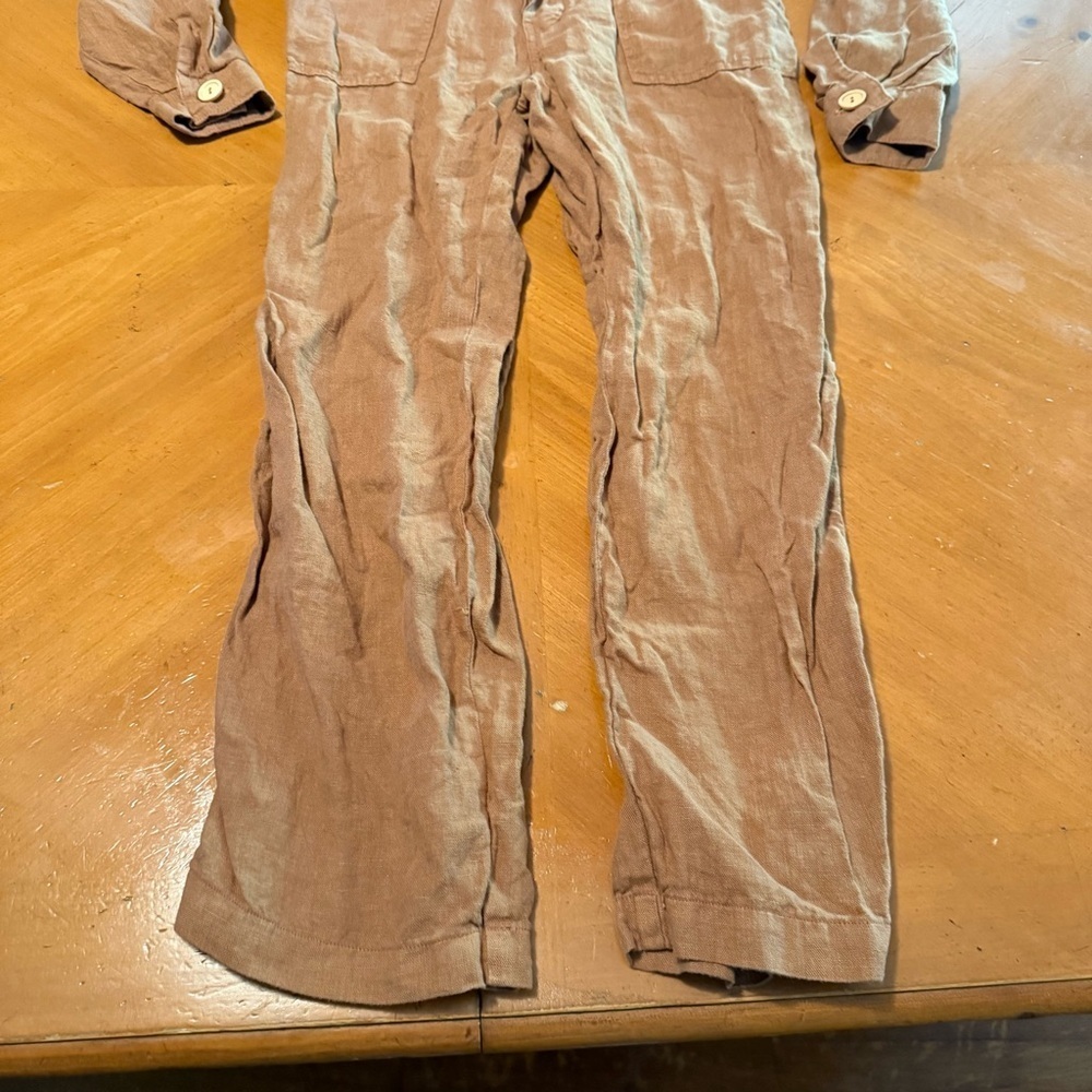 MATE the Label Long Sleeve Linen Jumpsuit Boilersuit Light Brown Sz XS Relaxed - Picture 13 of 16